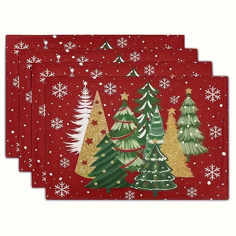 Family Tree Print - Rode Kerstboom Sneeuwvlok Geprinte Placemat Hittebestendig