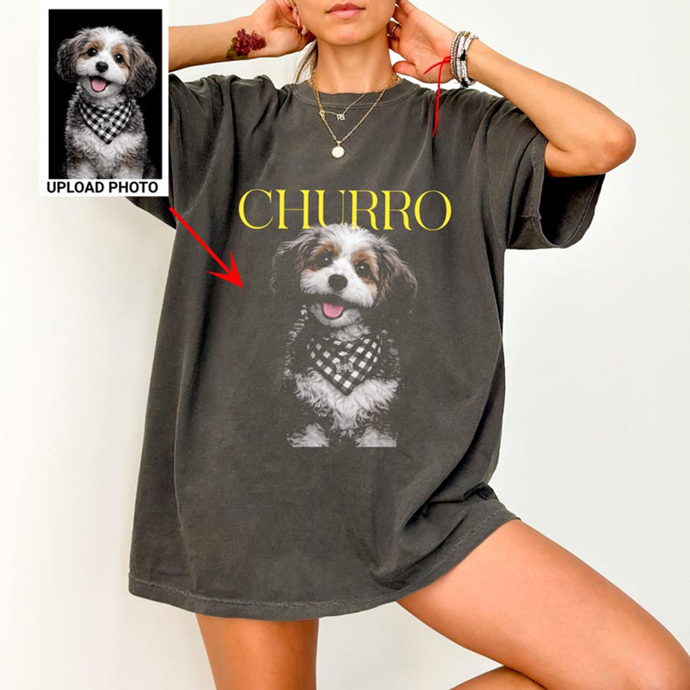 Pet Portrait Custom - Gepersonaliseerd op maat gemaakt huisdierportret T-shirt.
