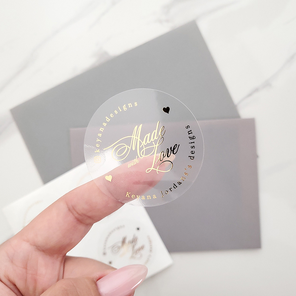 Personalised Candle Label - Aangepaste 50 stks Ronde Goudfolie Clear