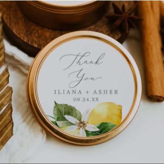 Aangepaste citroen bruiloft da - Personalised Candle Label recensie en prijs